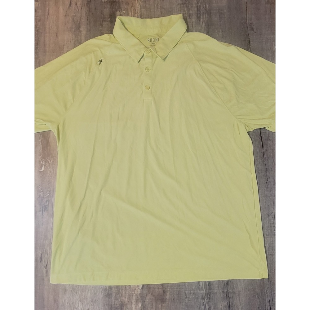 Rhone Polo Shirt Mens 2XL Yellow Golf Moisture‎ Wicking Breathable Collared EUC